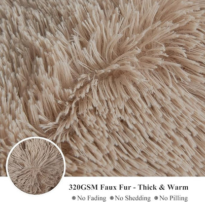 Luxury Faux Fur Super Soft Throw Blanket in Khaki - 50x60