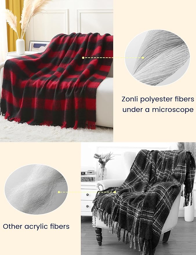 Buffalo Plaid Throw Blanket - 50" x 60" Black and Red