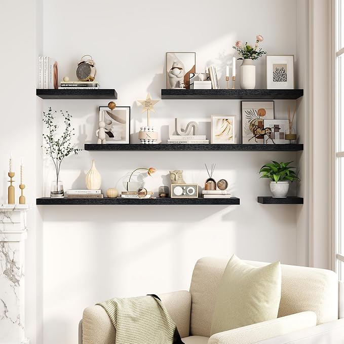 Set of 2 16" Floating Shelves - Black