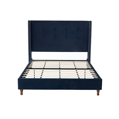 Peyton Upholstered Queen Bed in Blue Velvet