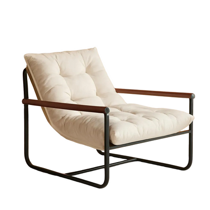 Beige Corduroy Accent Chair With Armrests