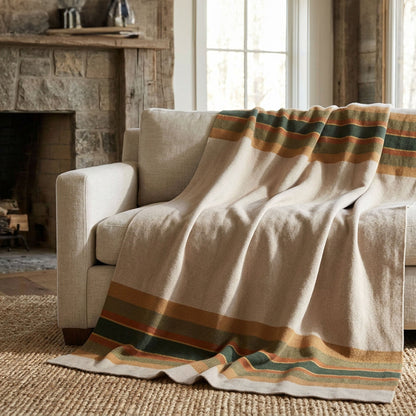 Lodge Stripe - Cotton Sustainable Knit Throw Blanket
