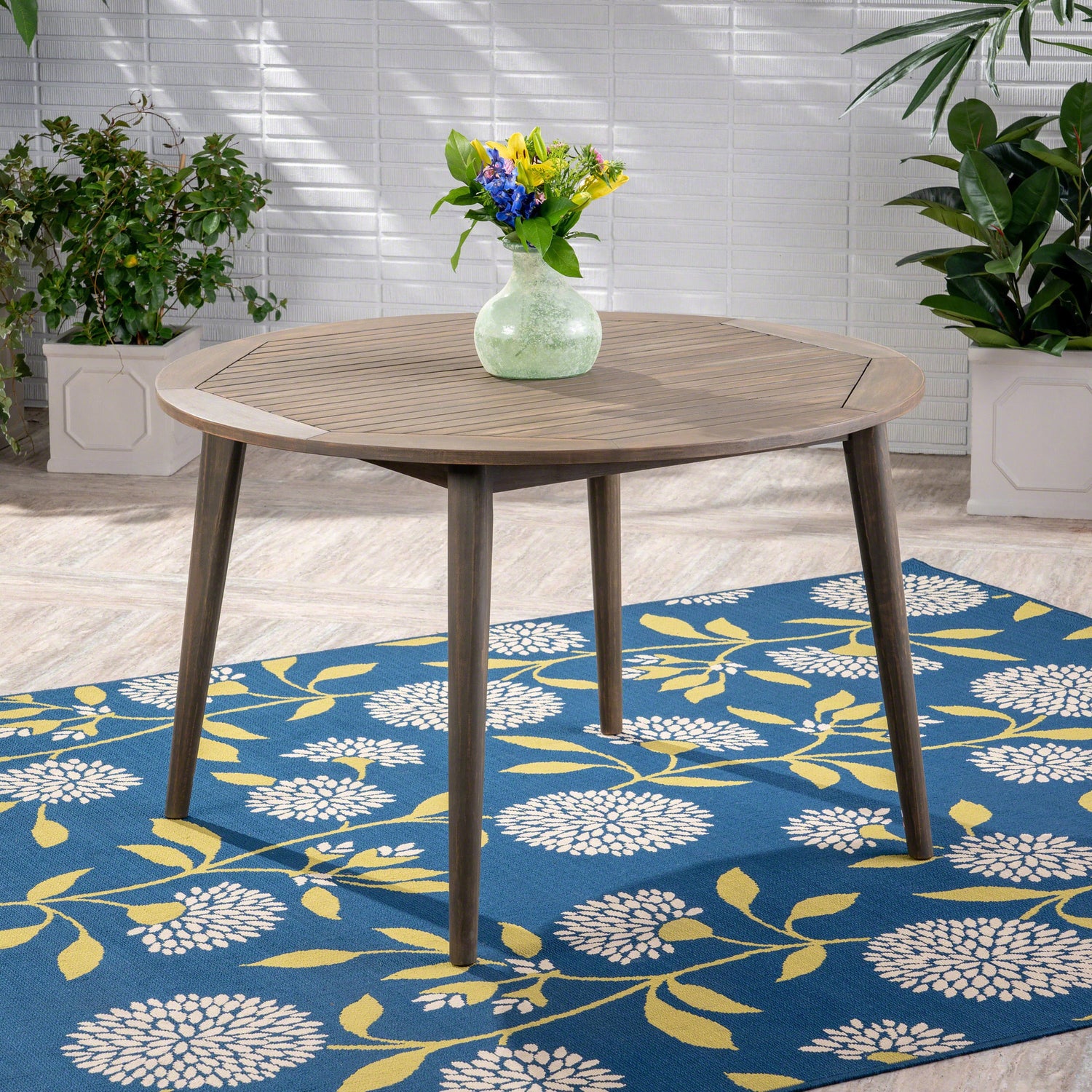 STAMFORD 47" Outdoor Dining Table - Grey Acacia Wood