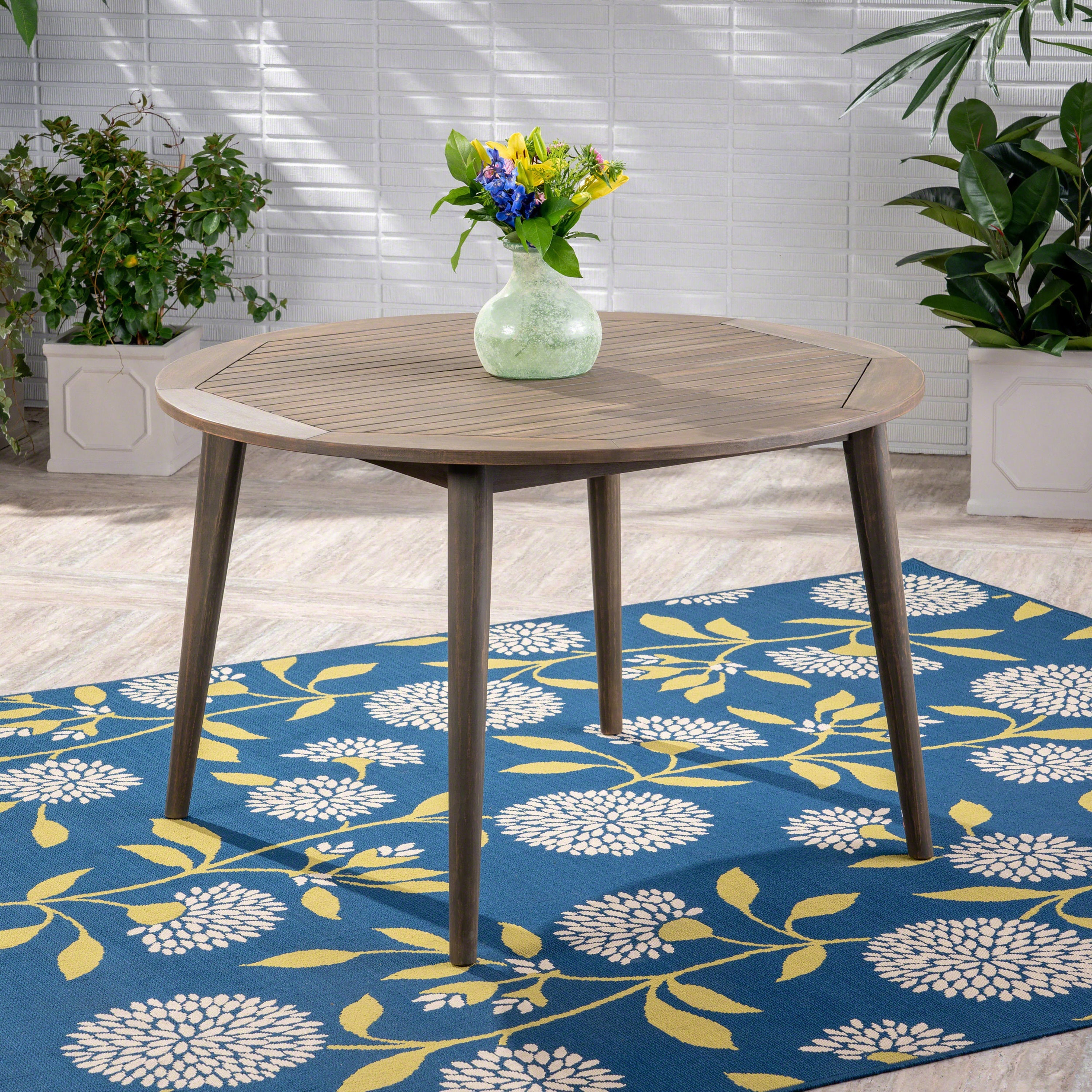 STAMFORD 47" Outdoor Dining Table - Grey Acacia Wood