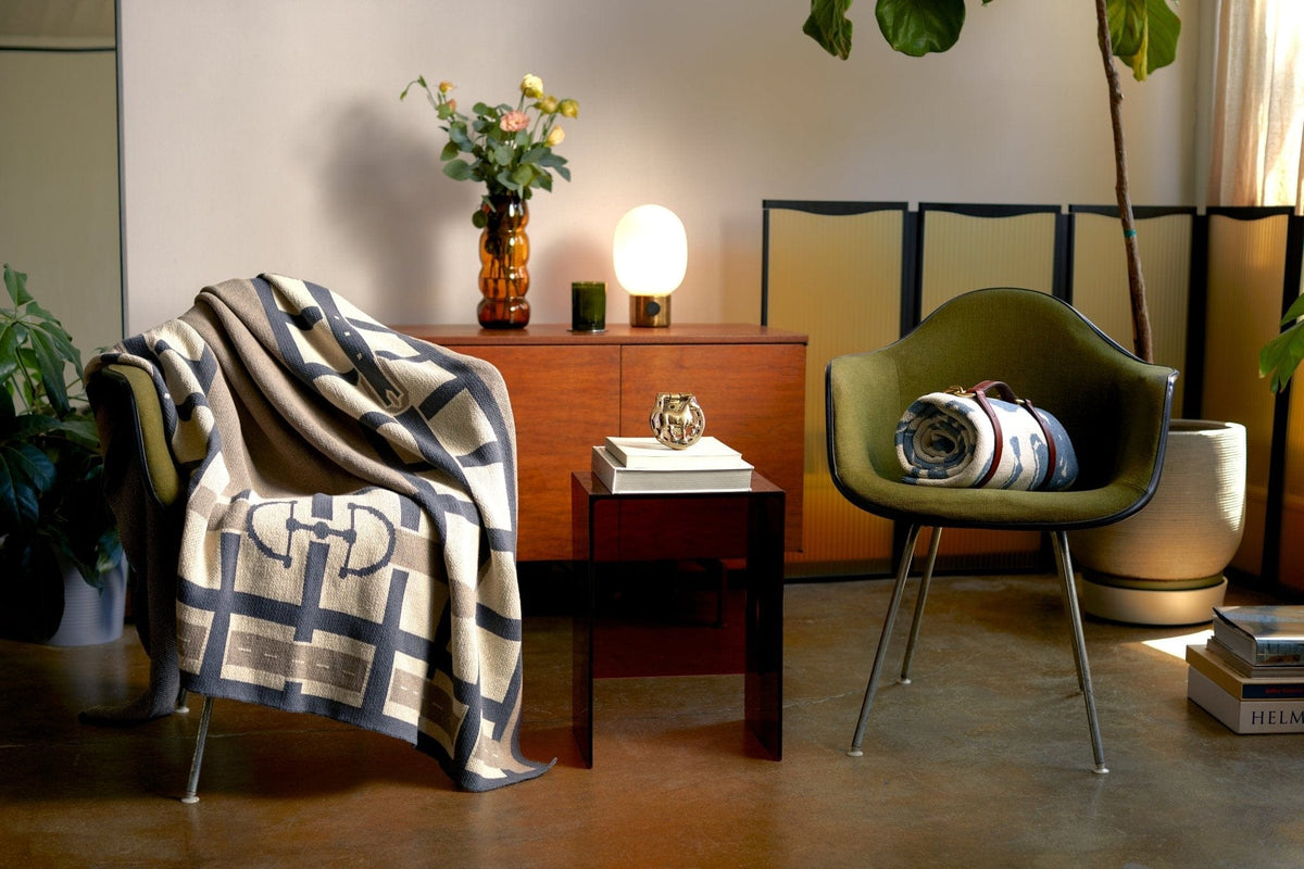 Equestrian Lattice - Cotton Sustainable Knit Throw Blanket