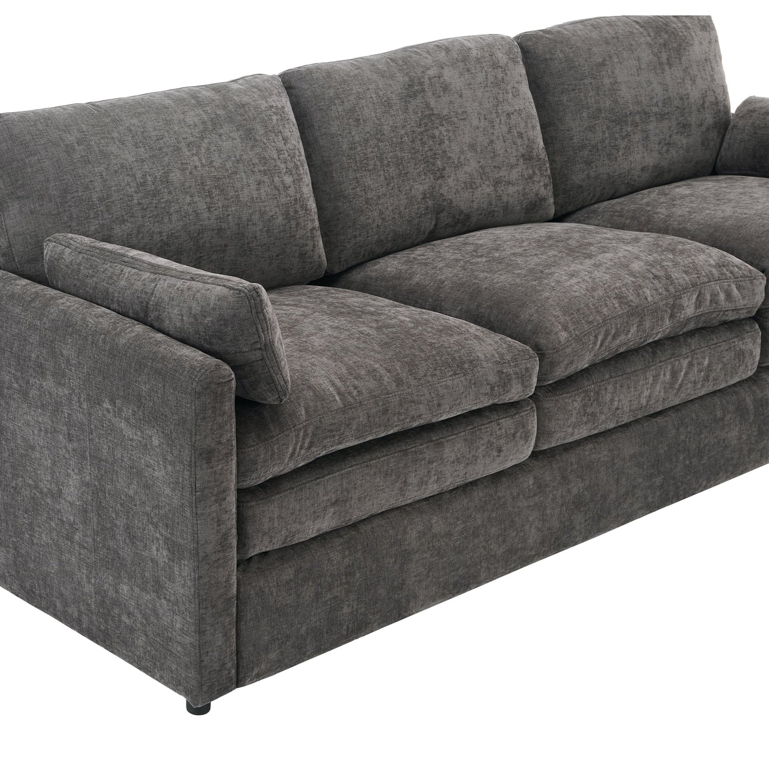 Cozy Upholstered Oversized 3-Seater Cloud Sofa in Dark Gray