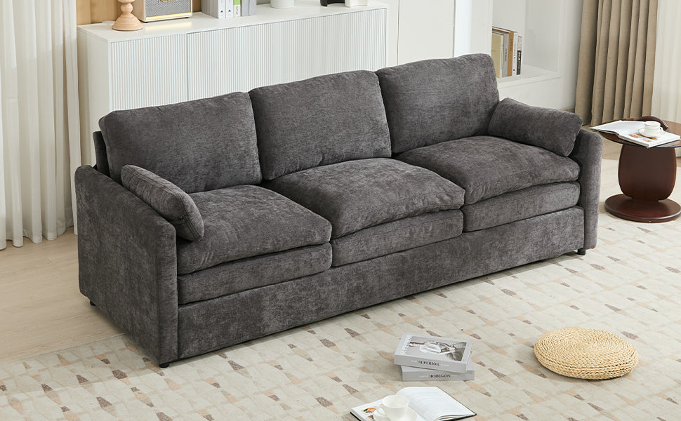 Cozy Upholstered Oversized 3-Seater Cloud Sofa in Dark Gray