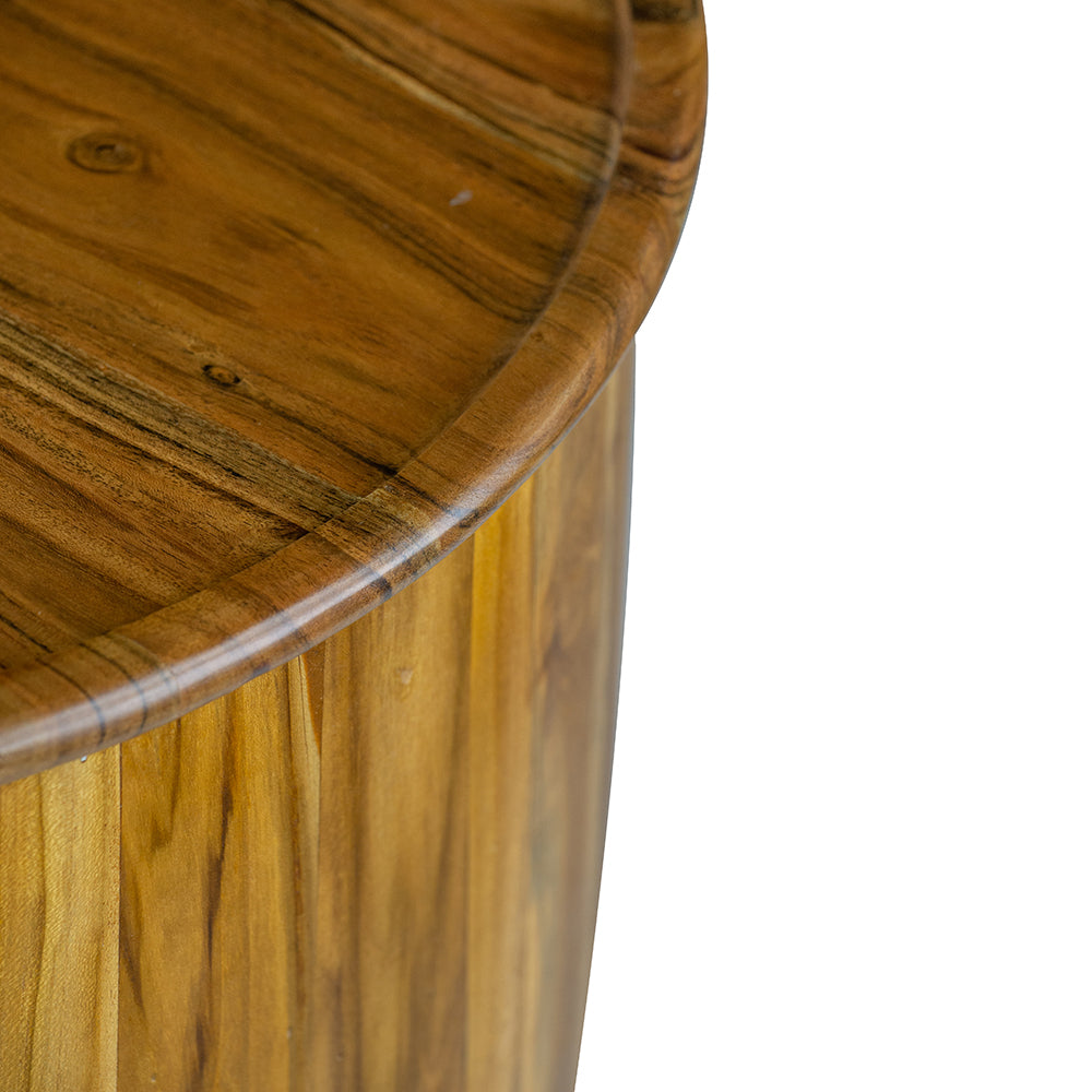 Drum Side Table With Tray Style Top