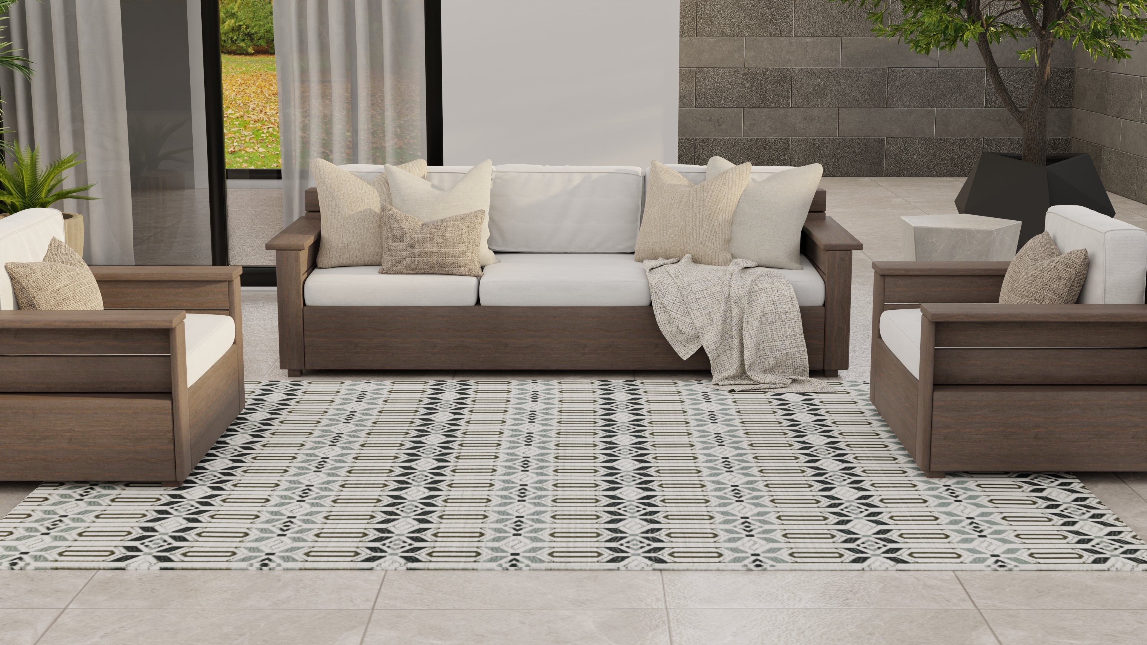 Moroccan Cool Silver Outdoor Mat