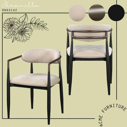 Beige and Black Armchair with Open Back - Set of 2