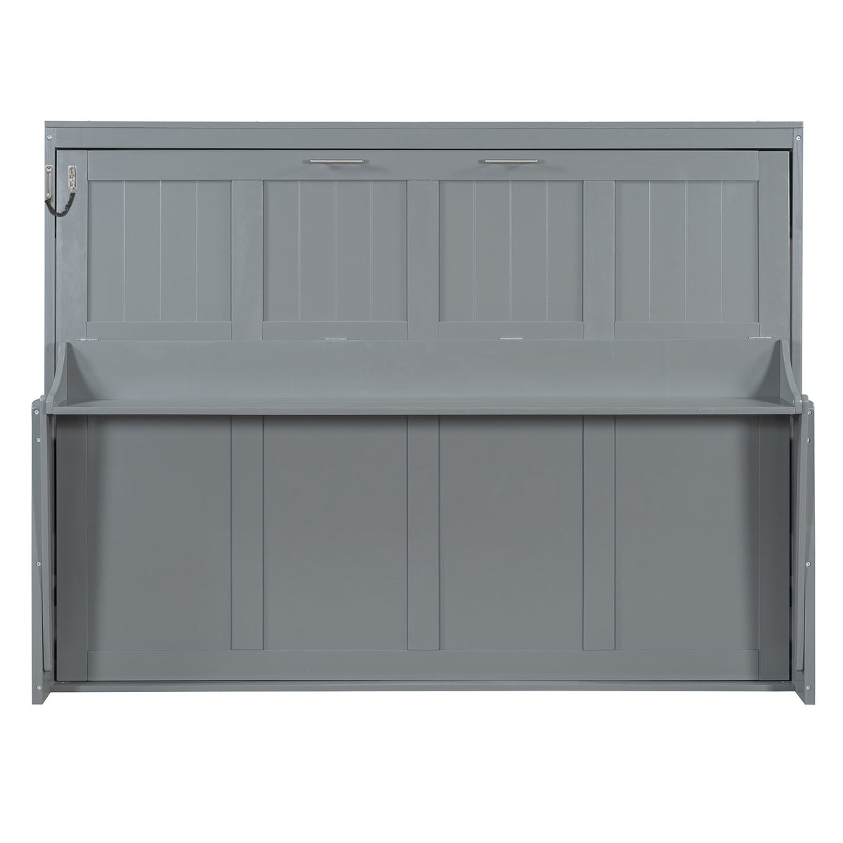 Queen Size Murphy Bed with Hydraulic Lift &amp; Desk Design - Gray