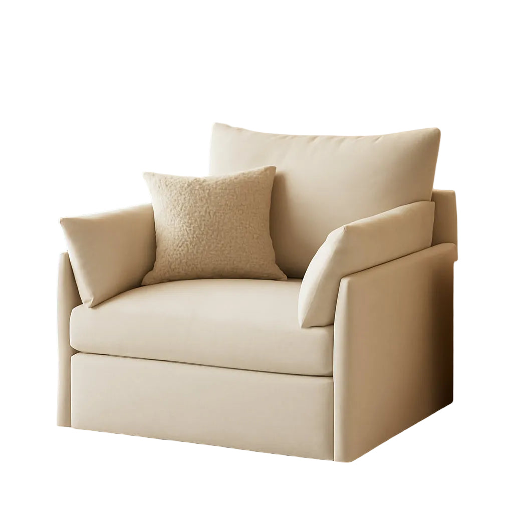 Deep Seat Upholstered Accent Chair in Ivory