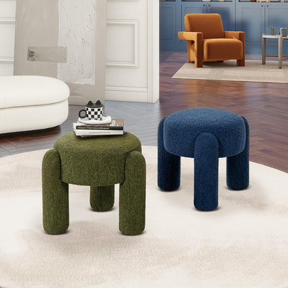 Hugo Rounded Ottoman in Moss Green