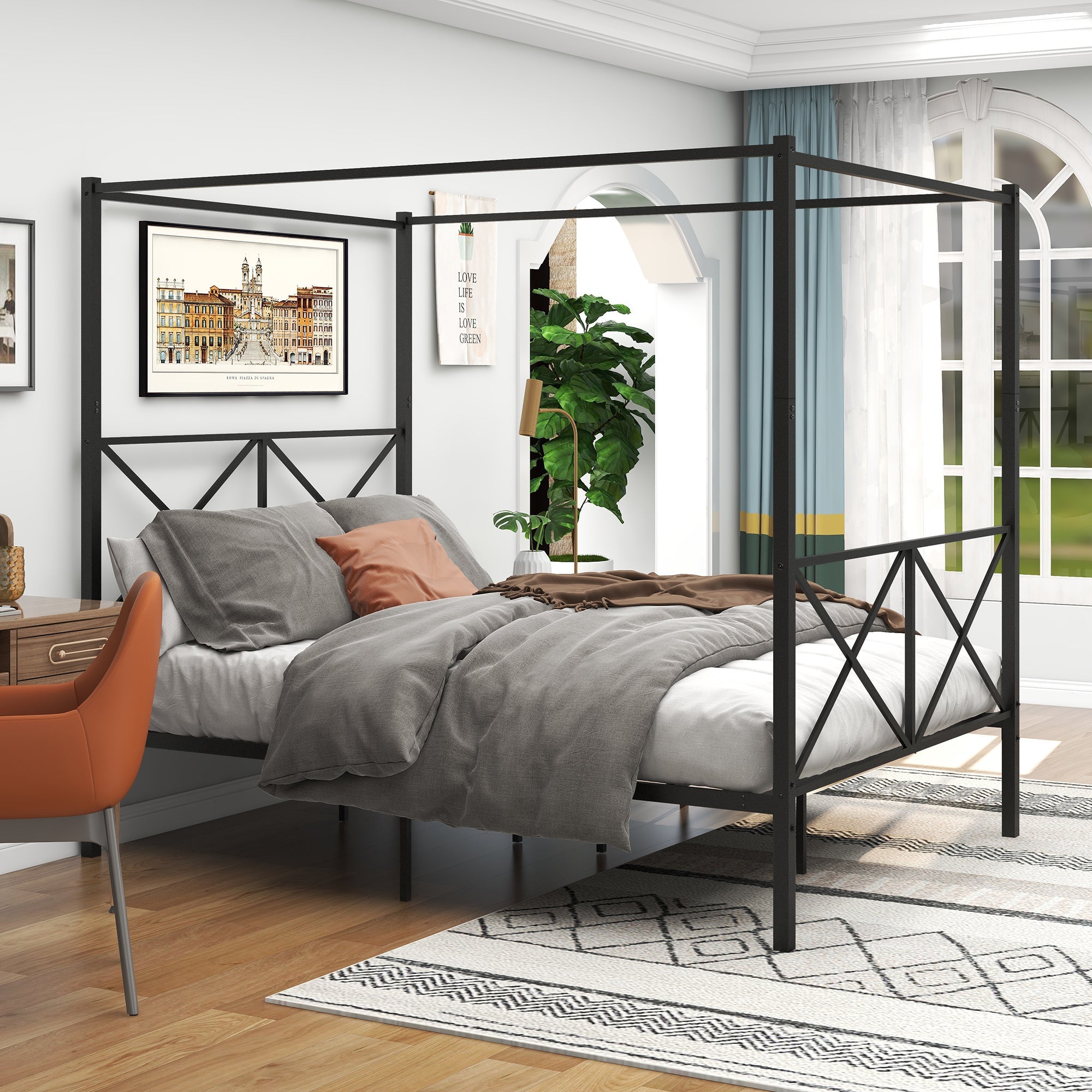 Metal Canope Bed Frame - Queen
