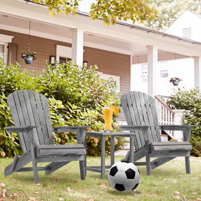 Classic Gray Cedar Wood Adirondack Chairs - Set of 2