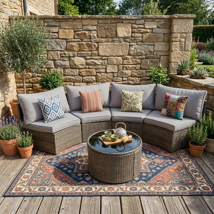 Curved Rattan Outdoor Conversation Set
