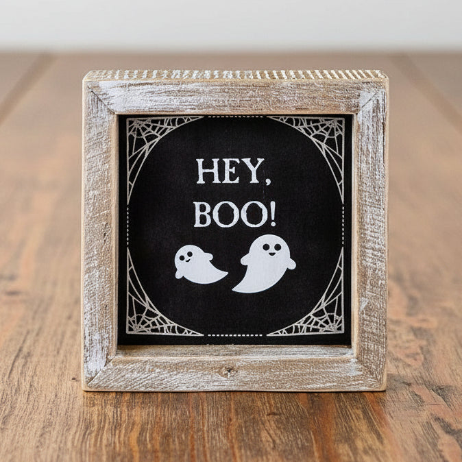 Hey Boo + Cuddle | Double-Sided Wood Sign