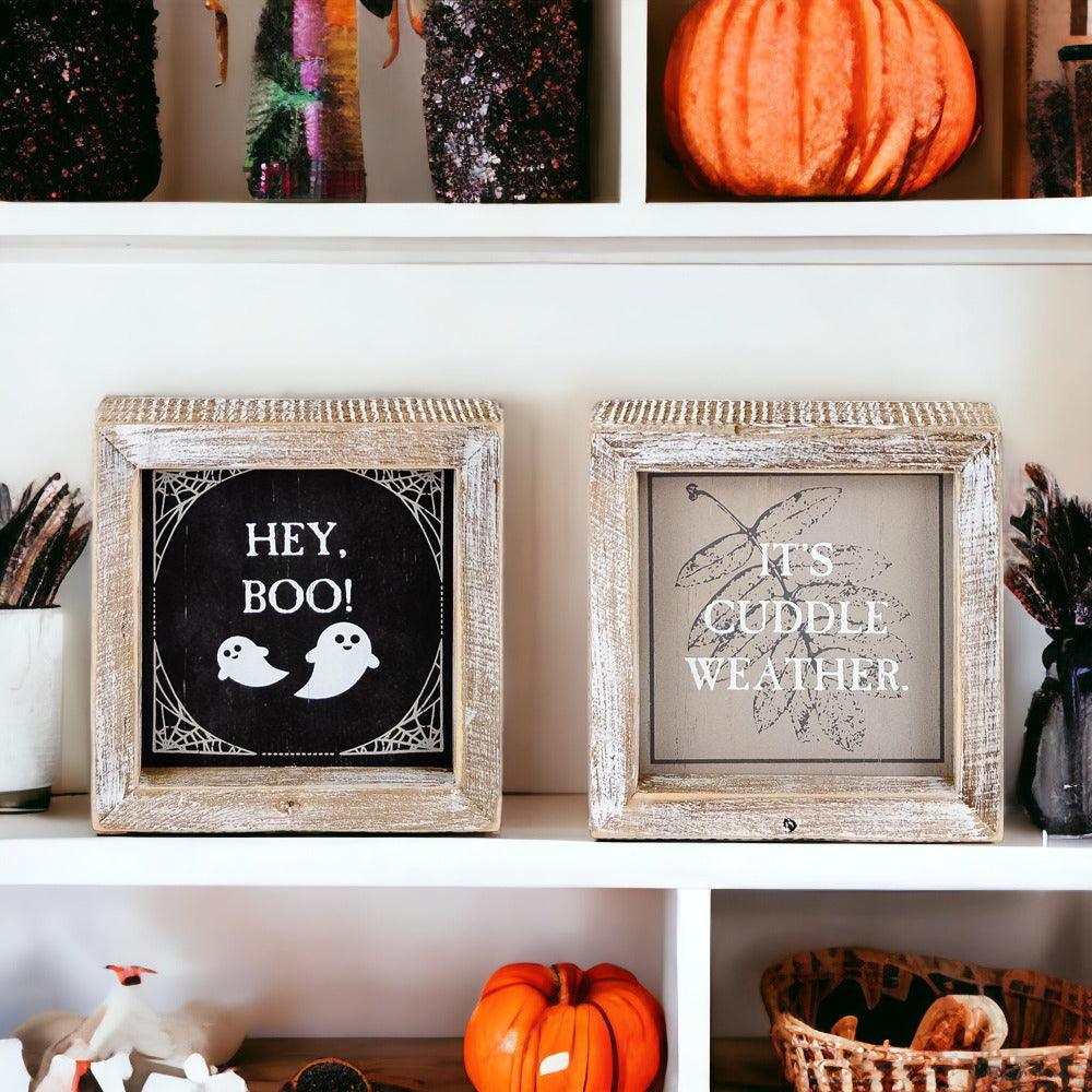 Hey Boo + Cuddle | Double-Sided Wood Sign