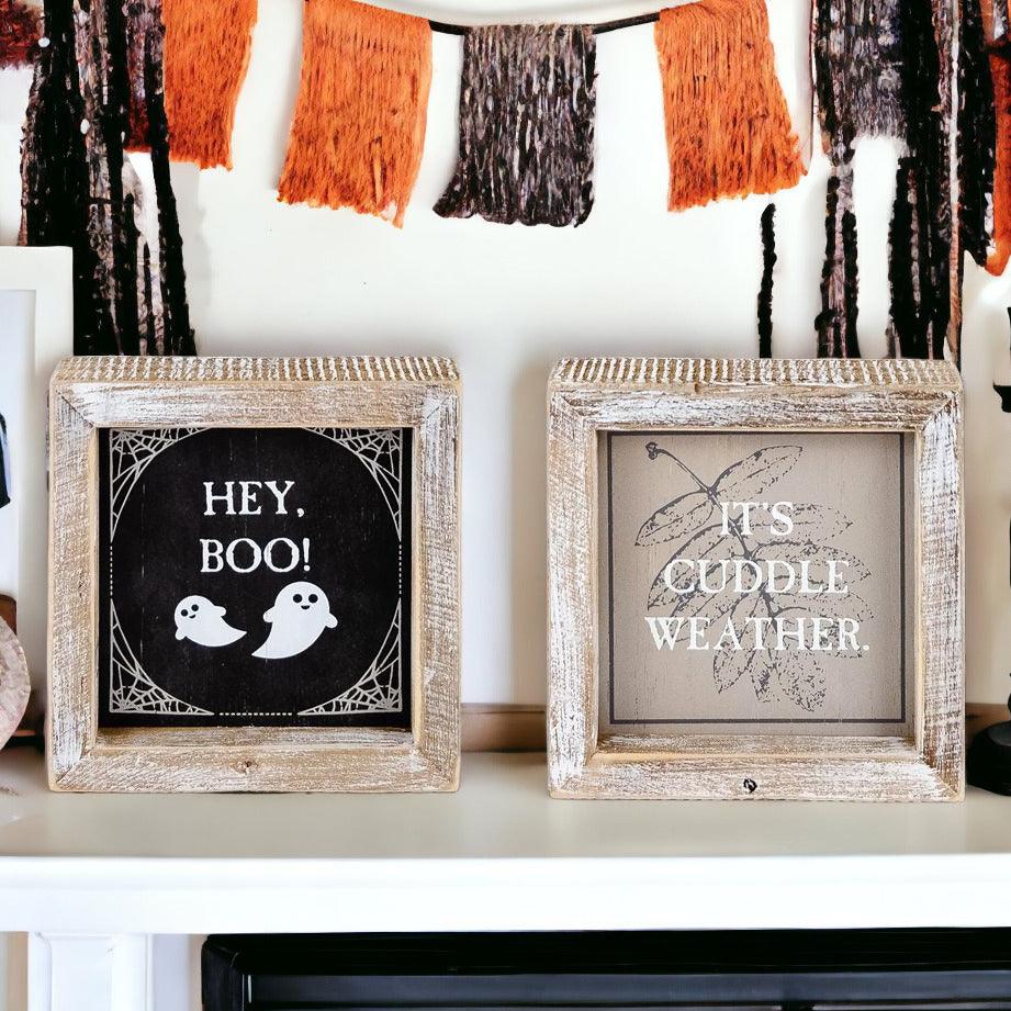 Hey Boo + Cuddle | Double-Sided Wood Sign