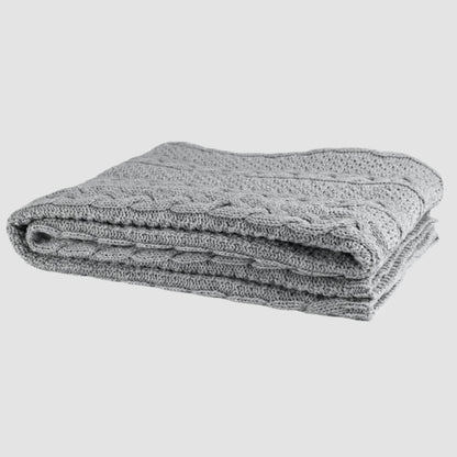 Chunky Cable - Textured Sustainable Knit Throw Blanket