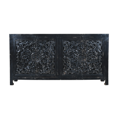 Hawk Black Handcarved 4 Door Buffet Sideboard