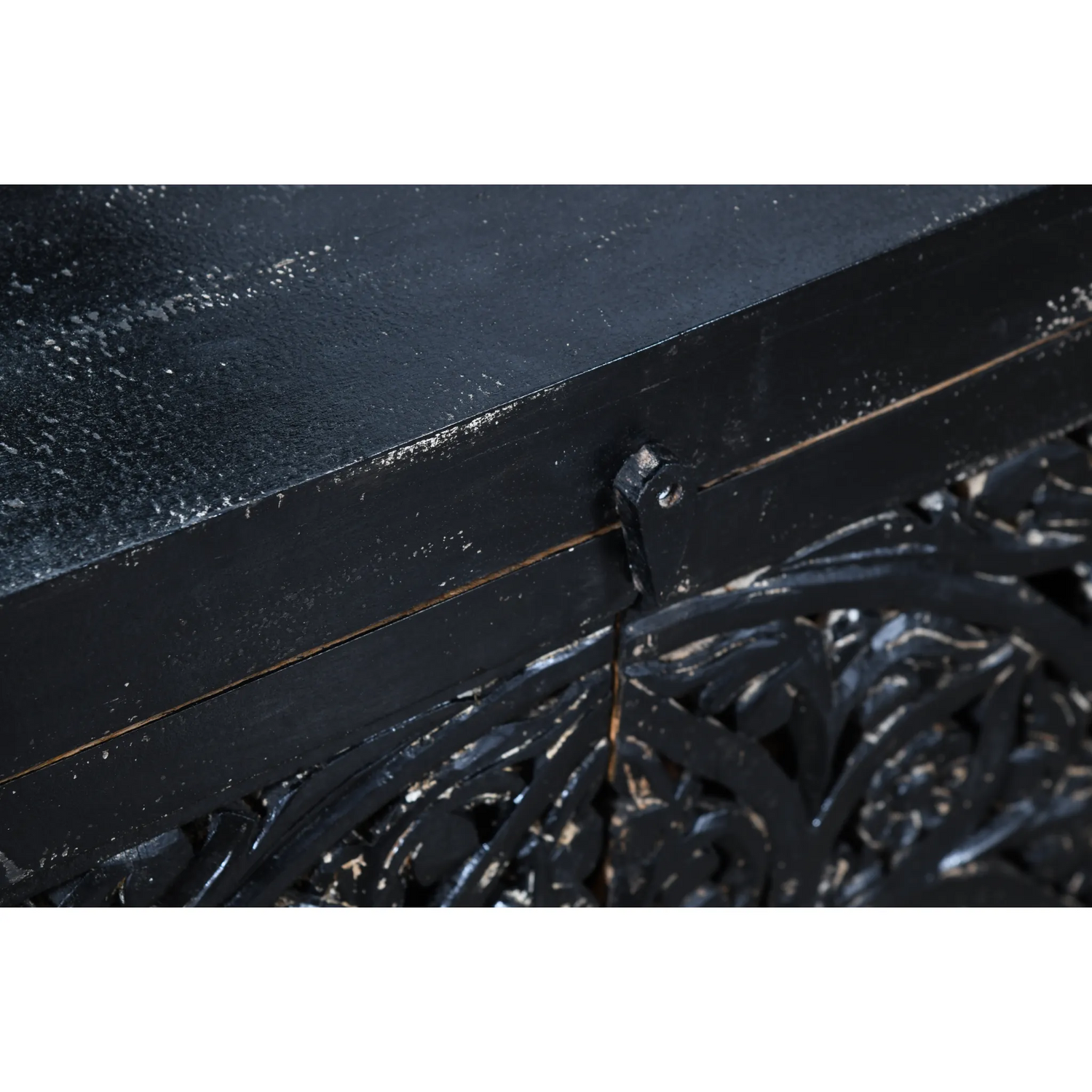 Hawk Black Handcarved 4 Door Buffet Sideboard