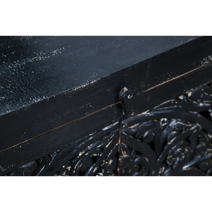 Hawk Black Handcarved 4 Door Buffet Sideboard