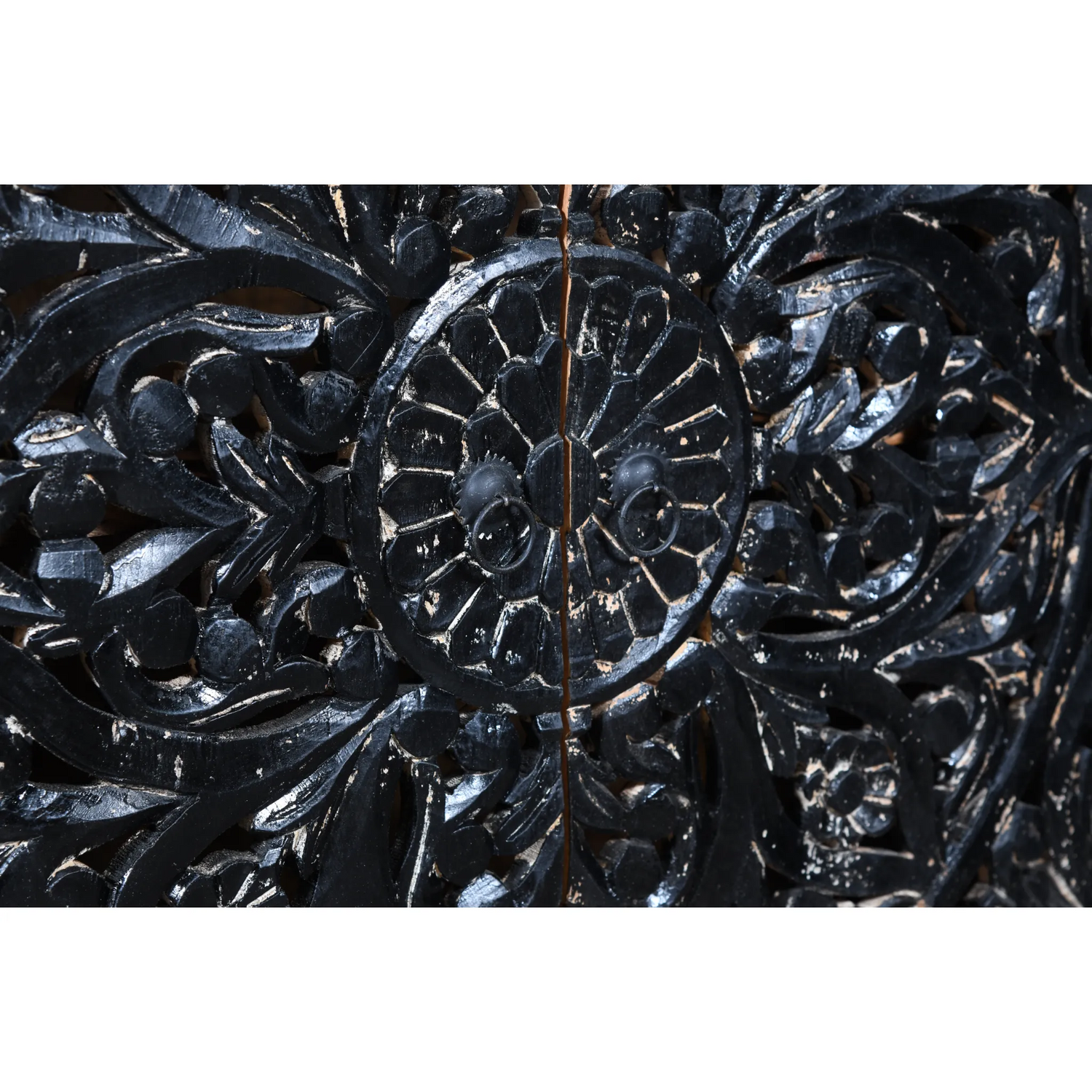 Hawk Black Handcarved 4 Door Buffet Sideboard