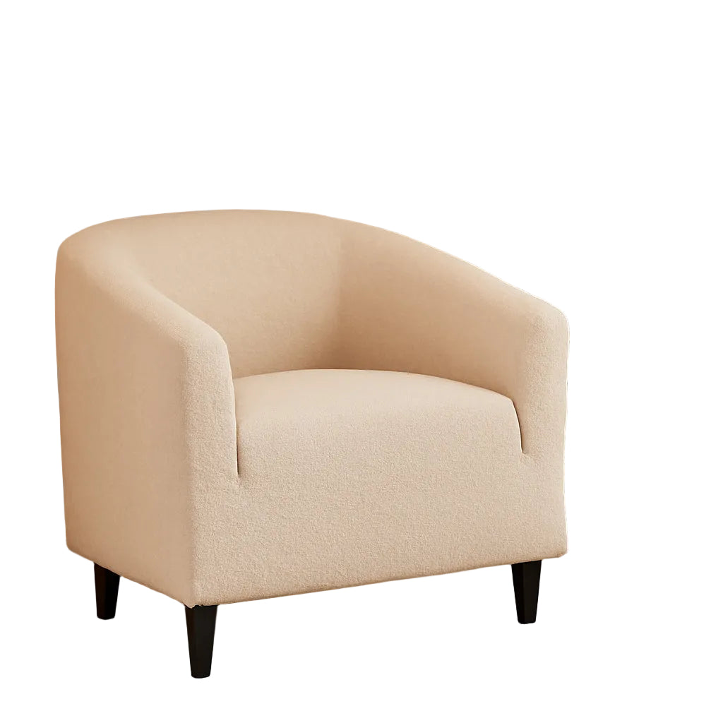Beige Furry Barrel Accent Chair