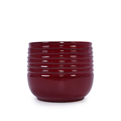 Set of 3 Ceramic Flowerpots - Bean Paste Red