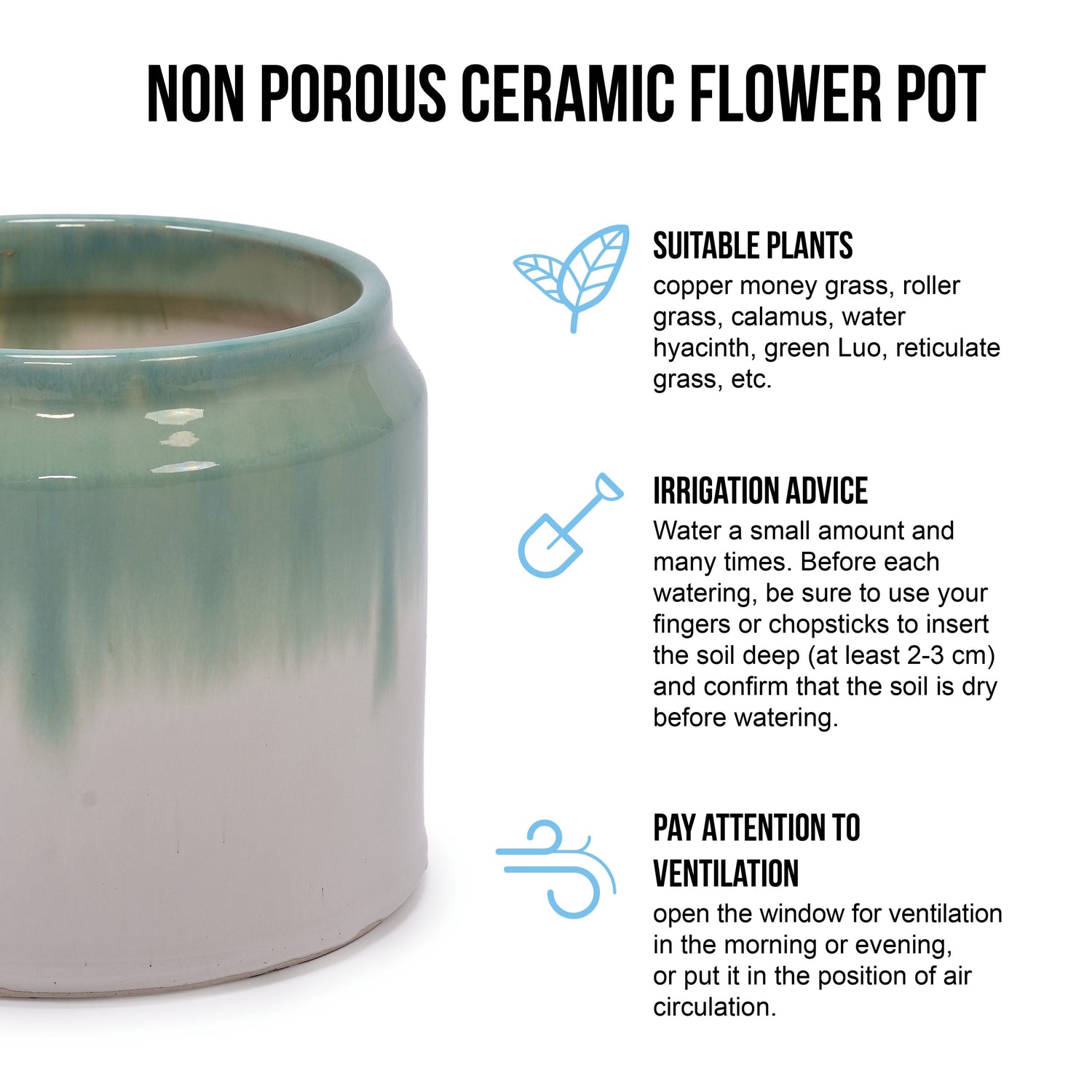 Set of 2 Gradient Ceramic Flowerpots - White/Green