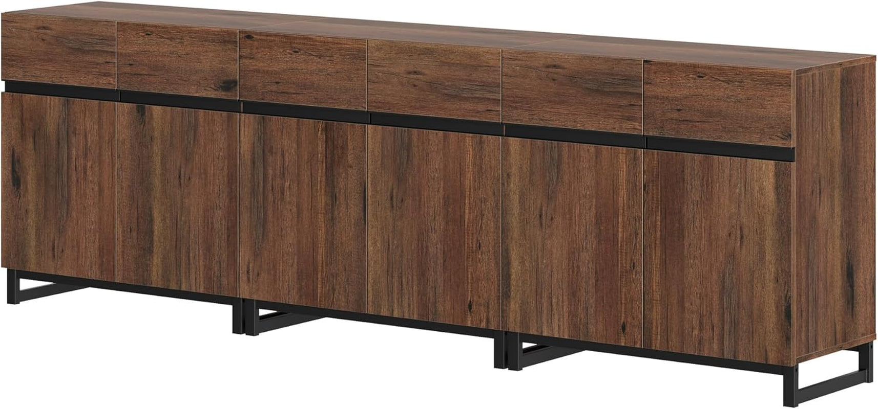 Brown 3 in 1 Sideboard Buffet Cabinet With Adjustable Shelf