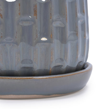 Set of 2 Ceramic Flowerpots - Gray