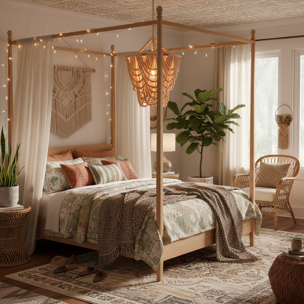 Natural Wood Beaded 26 in. Chandelier