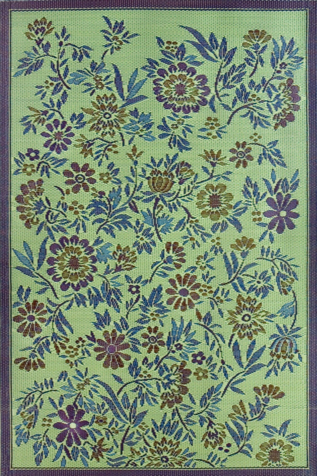 Wildflowers Green/Eggplant Reversible Outdoor Mat