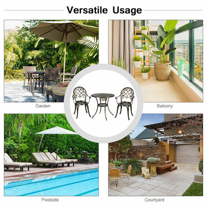 3 Piece Outdoor Bistro Set with Removable Ice Bucket