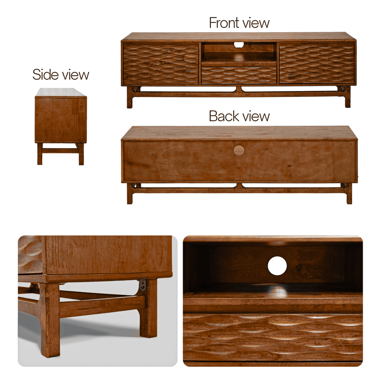Acacia Elara Solid Wood TV Stand with Storage and Cable Management - 3 Finishes
