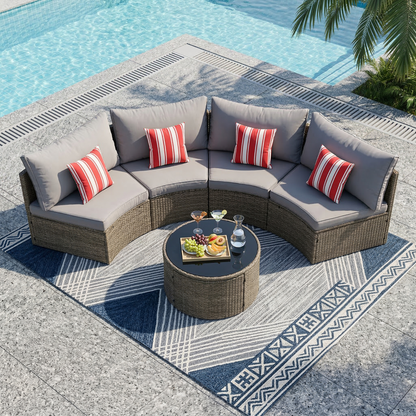 Curved Rattan Outdoor Conversation Set