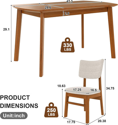 Solid Wood Dining Set For Small Spaces  - 5 Pc Set