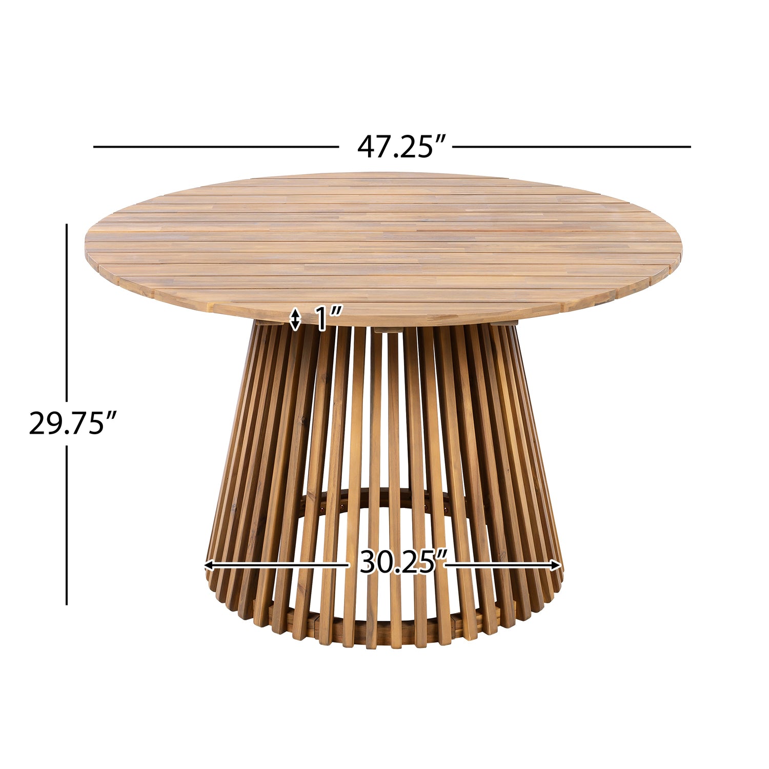 Outdoor Acacia Wood Patio Dining Table - 47.25"