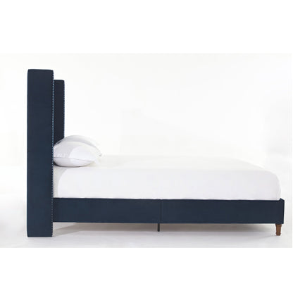 Peyton Upholstered Queen Bed in Blue Velvet