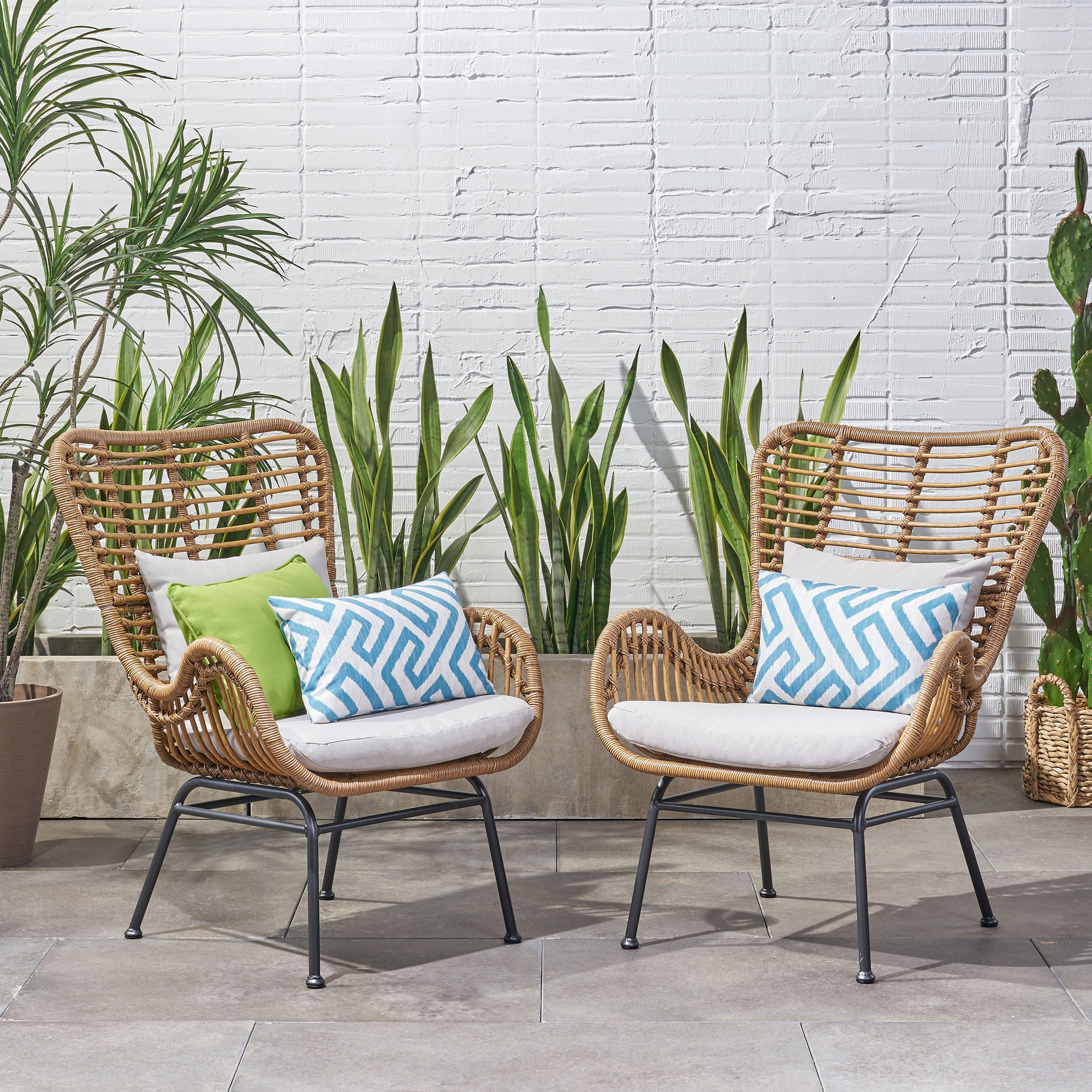 Outdoor Rattan Accent Chairs - set of 2
