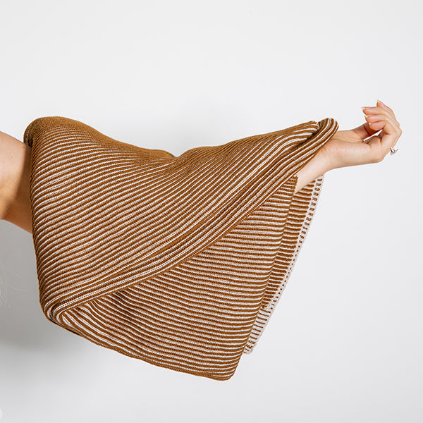 Ribbed Organic Cotton Knit Throw Blanket