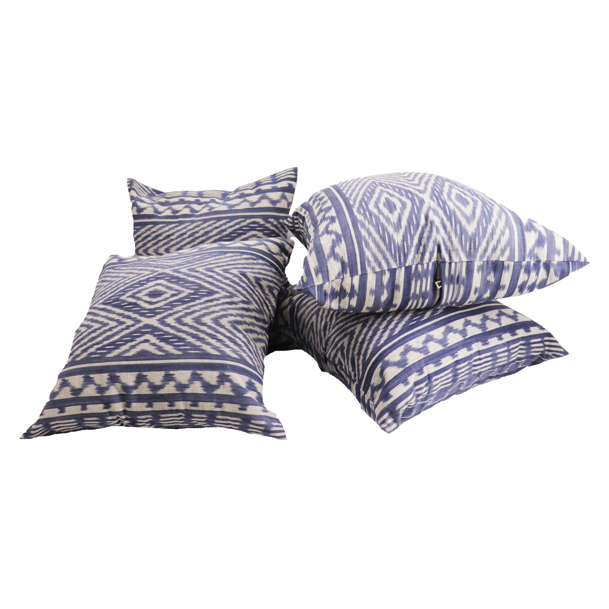 Handwoven Ikat Pillow Cover - Blue