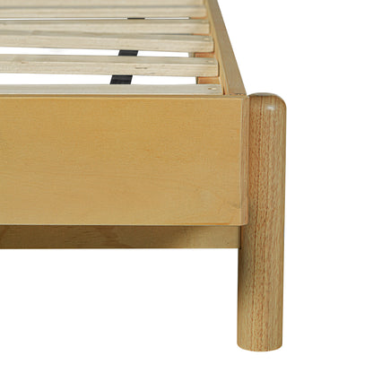 Modern Queen Bed Frame Set with 2 Nightstands - Beige Wood