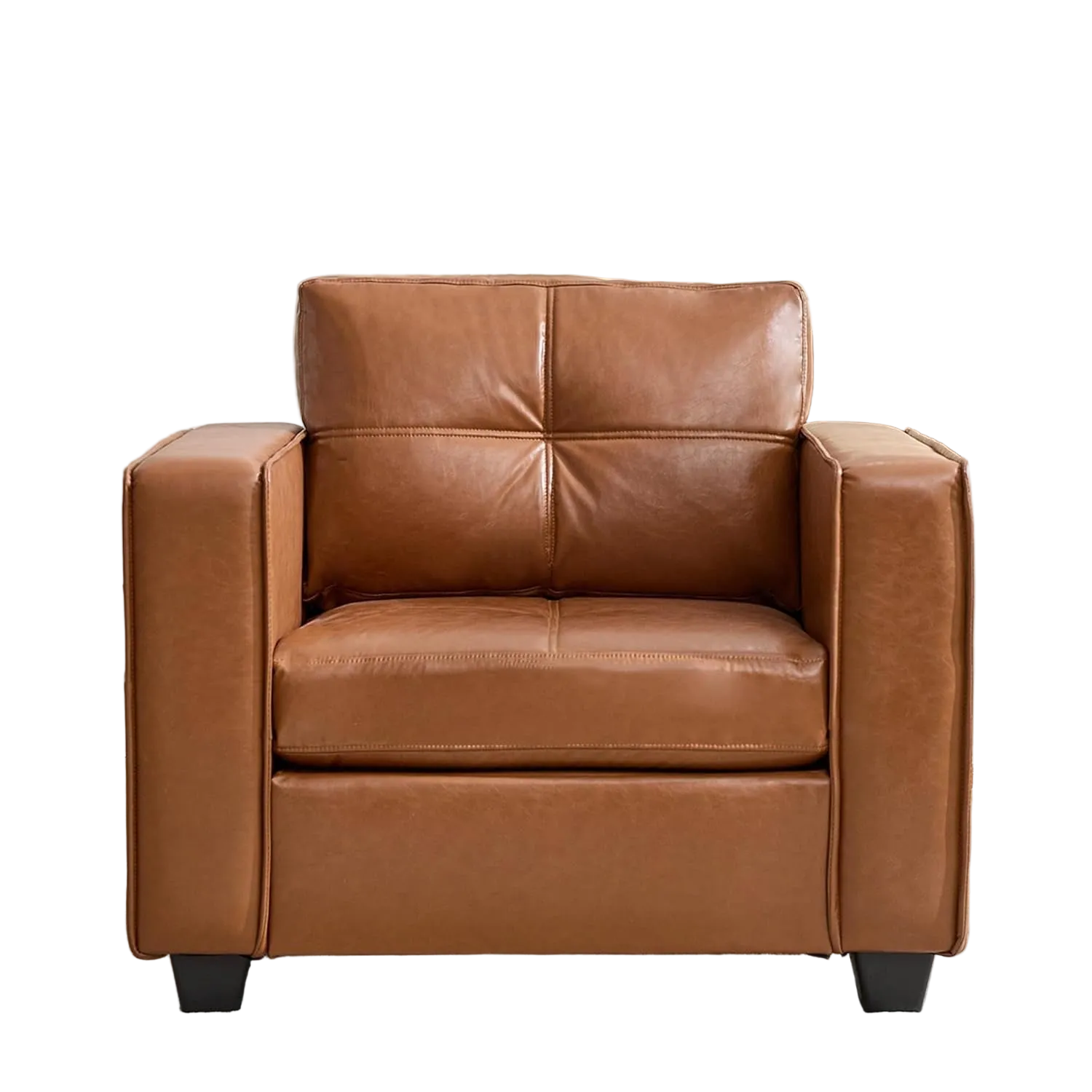 Brown Faux Leather Upholstered Accent Chair