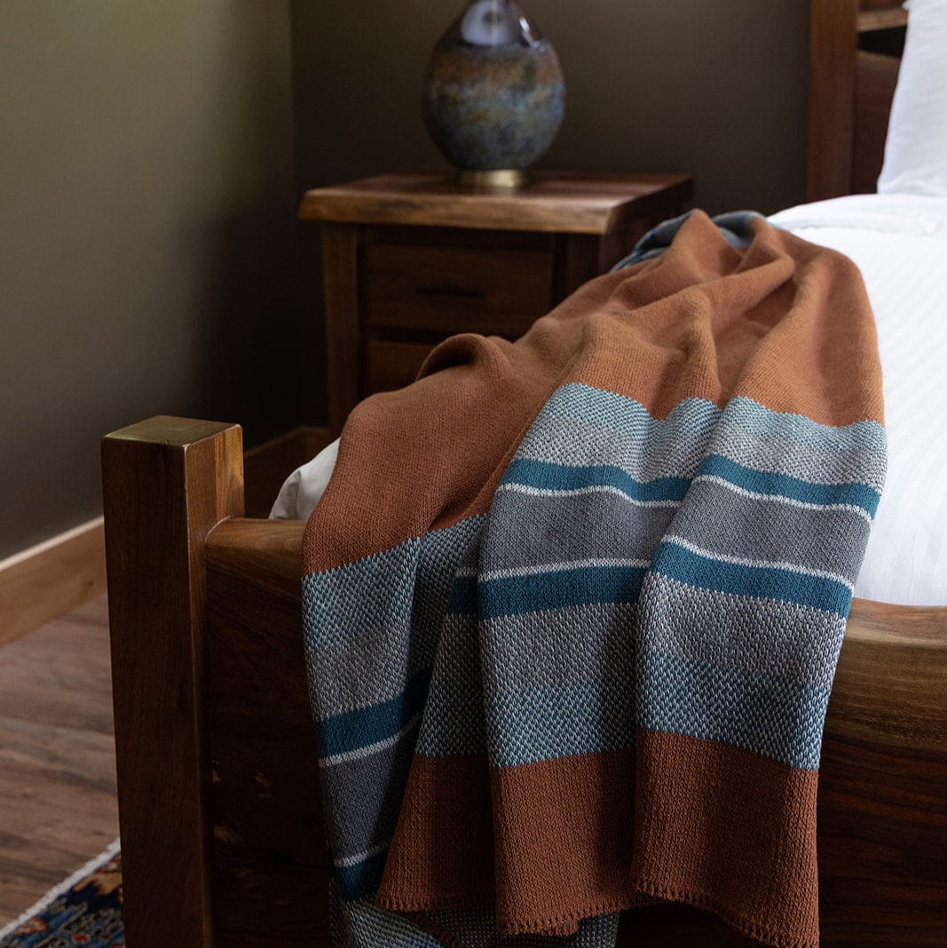 Lodge Stripe - Cotton Sustainable Knit Throw Blanket