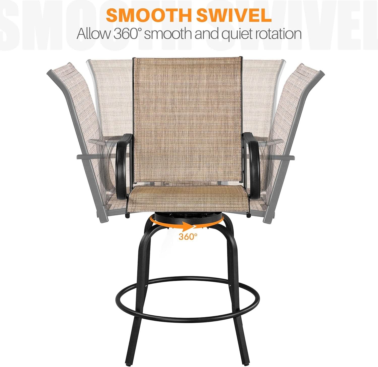 Outdoor Swivel Barstools - 4 Piece Set, Tan