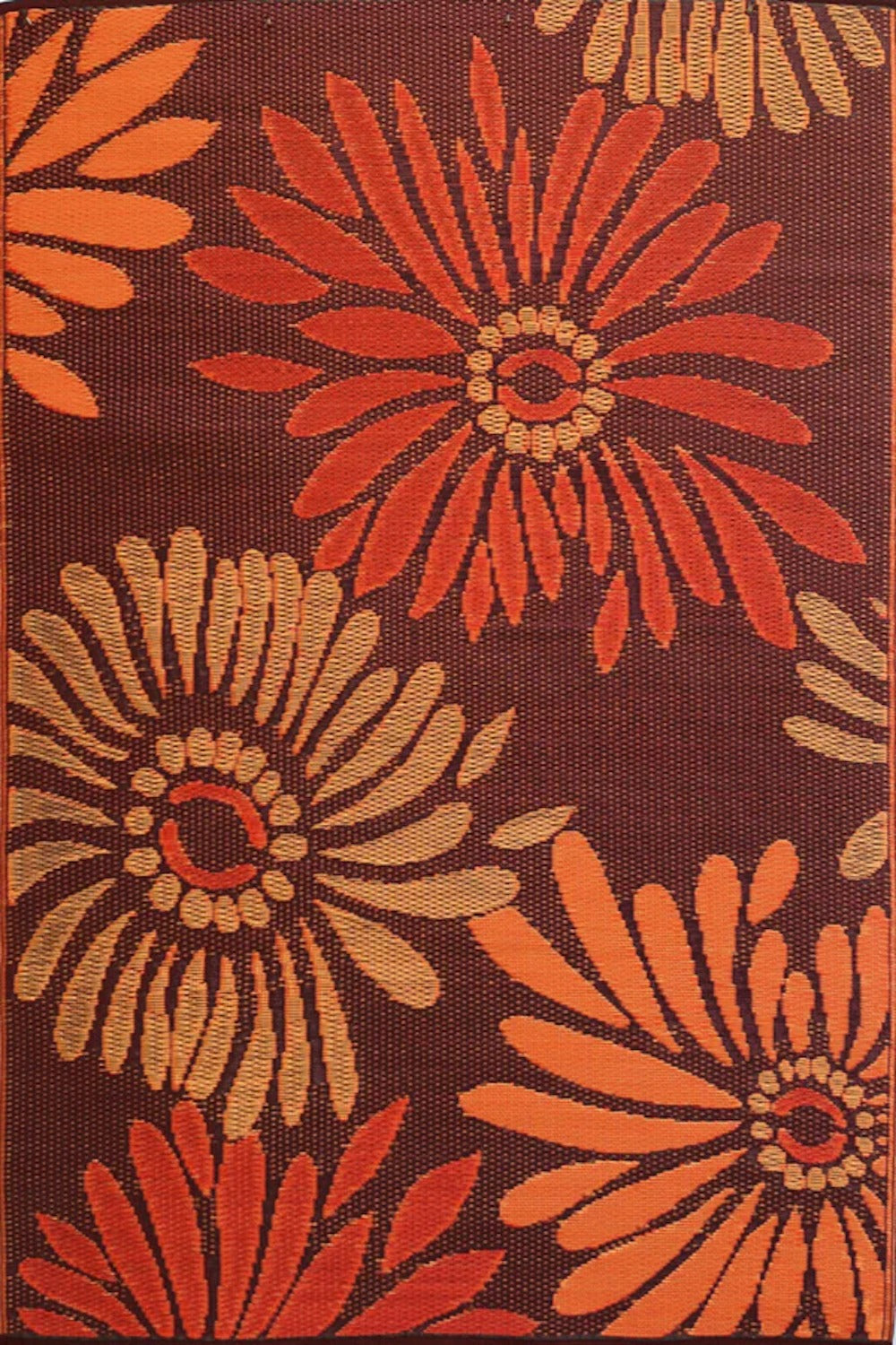 Daisy Orange/Rust Reversible Outdoor Mat