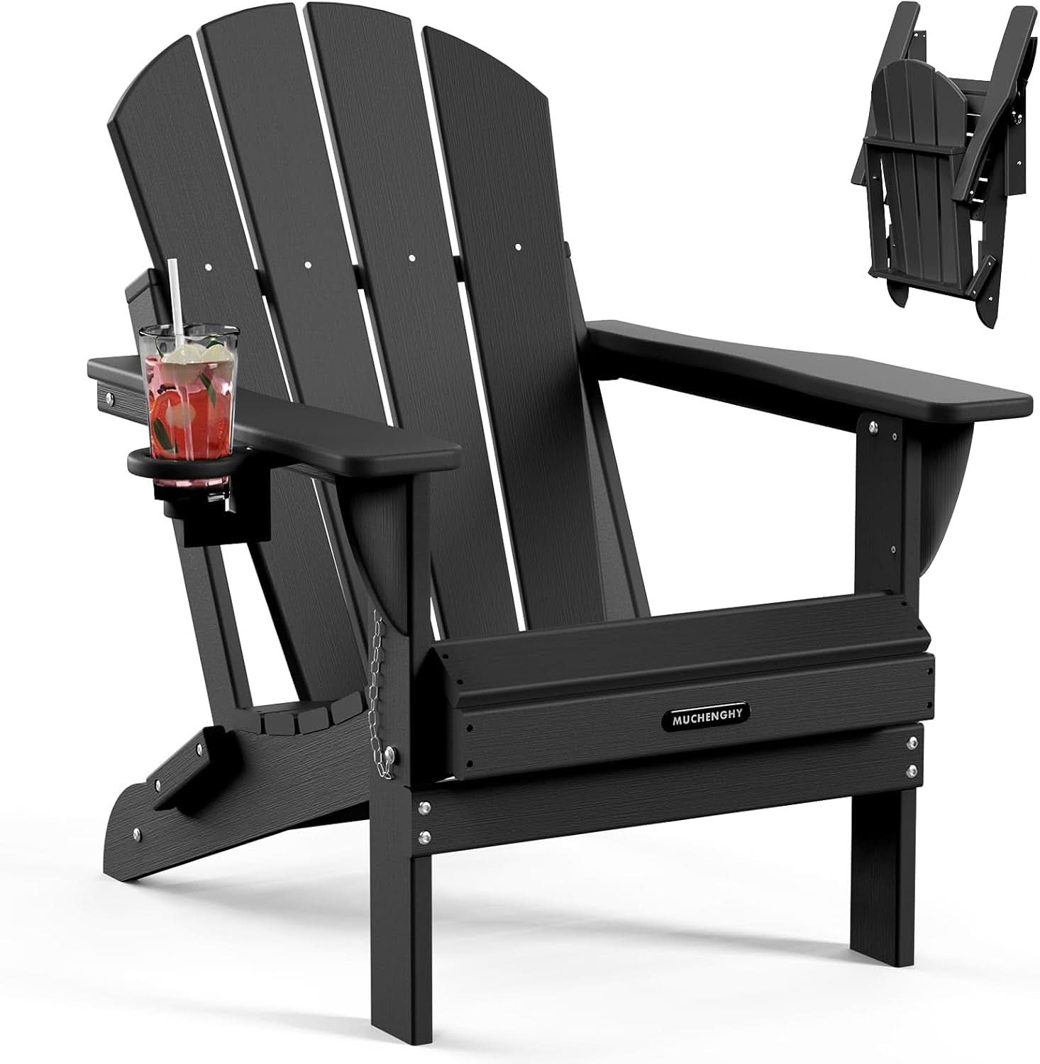 Folding Weather Resistant Adirondack Chairs - Black